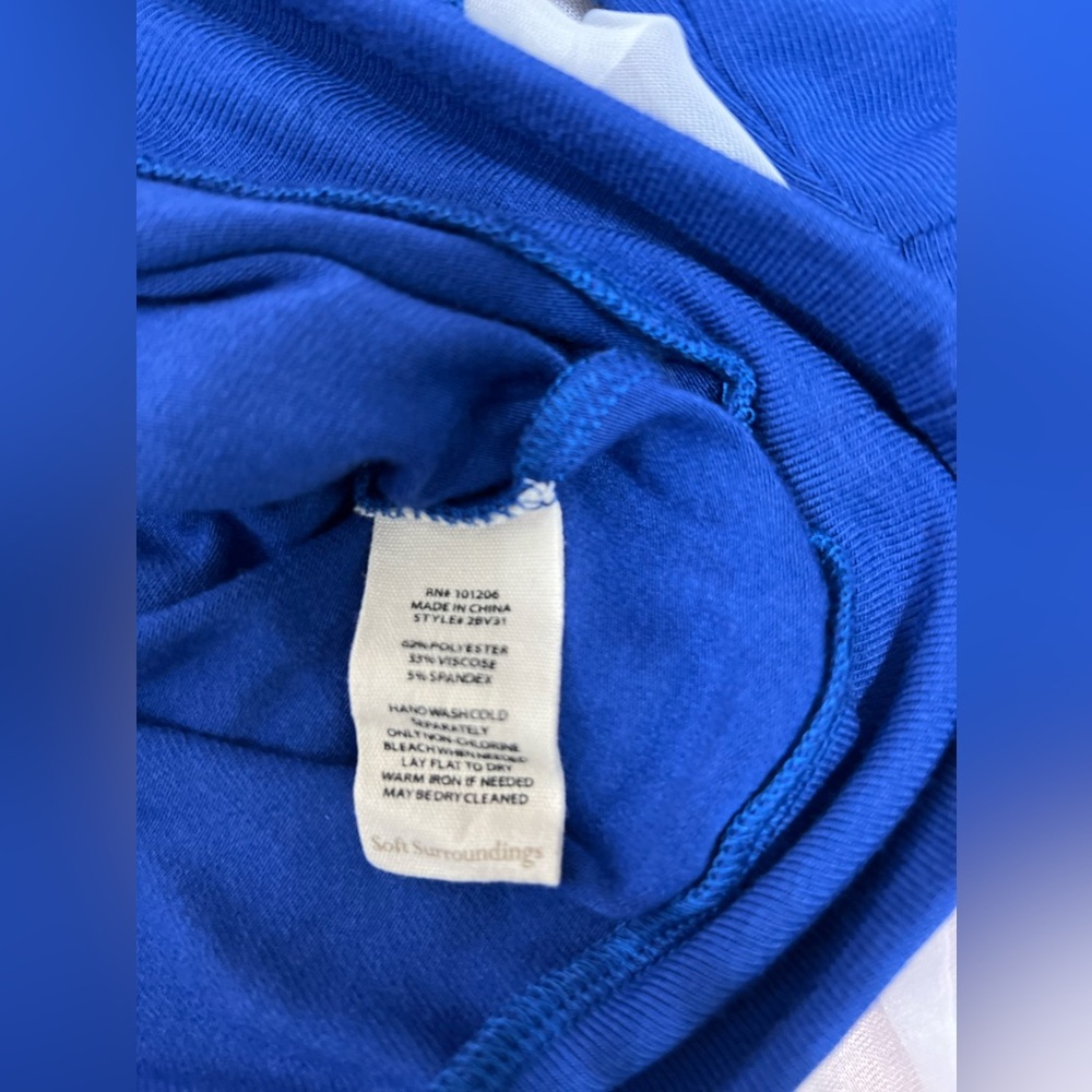 Soft Surroundings Asymmetrical Cobalt Blue Madison Cape Sweater Tunic Size M - Picture 7 of 11
